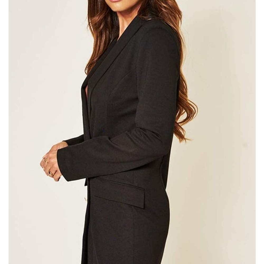 UNIQUE21 Women Luxe Stain Breasted Asymmetric Blazer Dress/ Size 12 NWT - Picture 4 of 9
